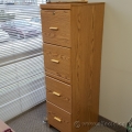 Oak Veneer 4 Drawer Vertical Letter File Cabinet, Locking